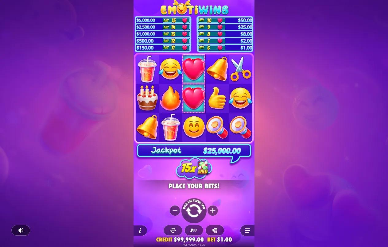 Emotiwins slot gameplay screenshot