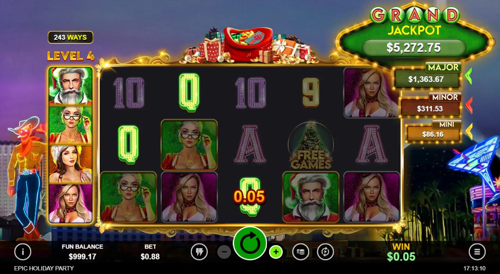 Epic Holiday Party slot gameplay screenshot