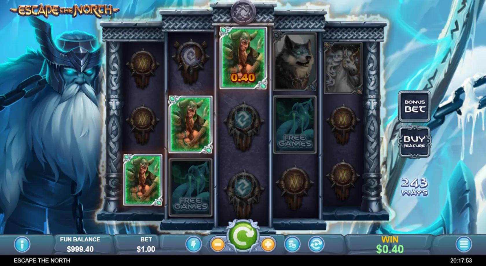 Escape The North slot gameplay screenshot