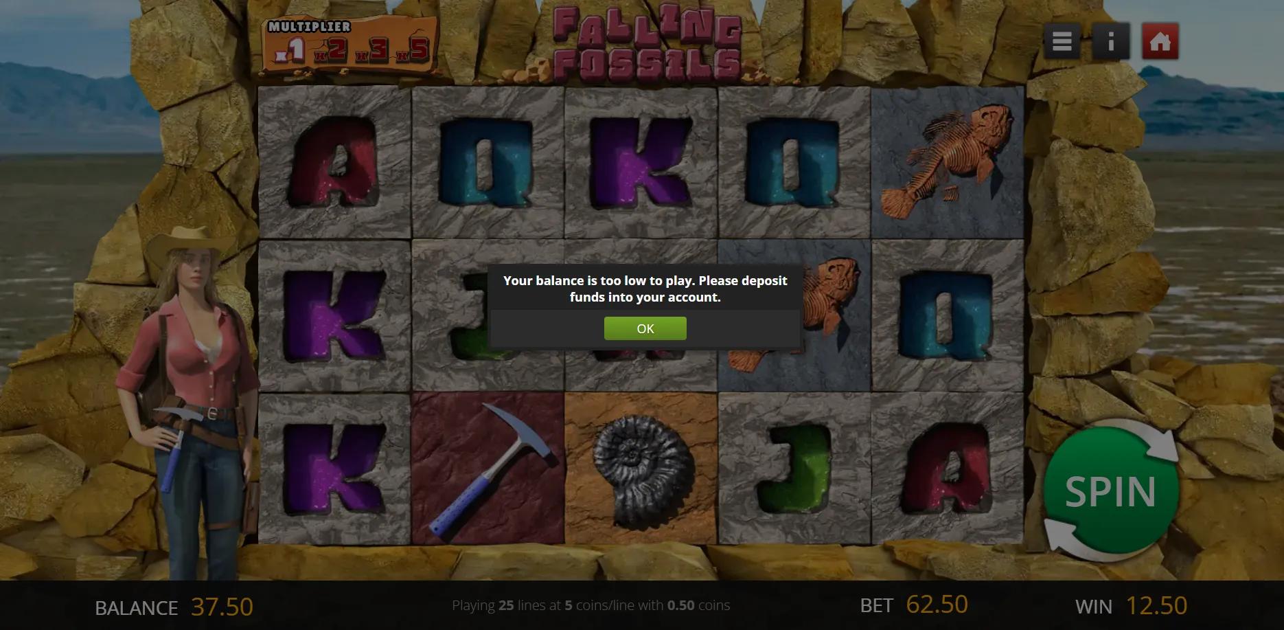 Falling Fossils slot gameplay screenshot