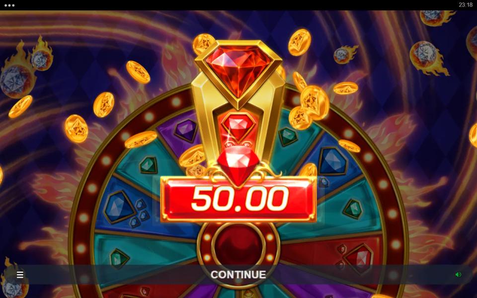 The Jackpot Wheel stopped on a red segment awarding the Major jackpot of 50.00 at a 1.00 bet
