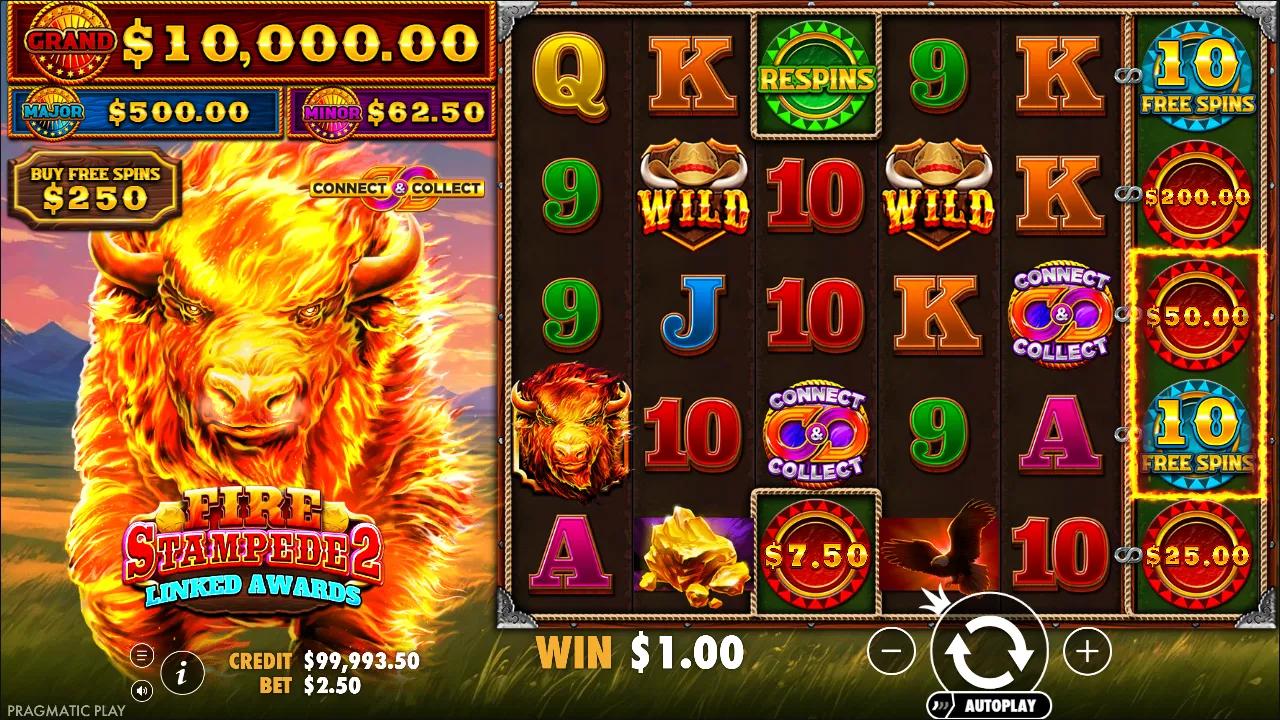 Fire Stampede 2 slot gameplay screenshot