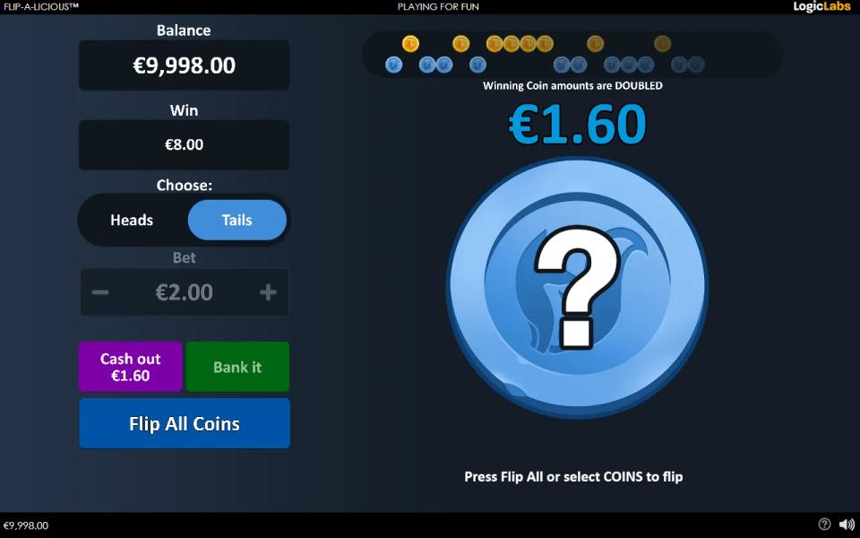 A banked amount sitting in the win meter with one coin left in play and the bank button greyed out