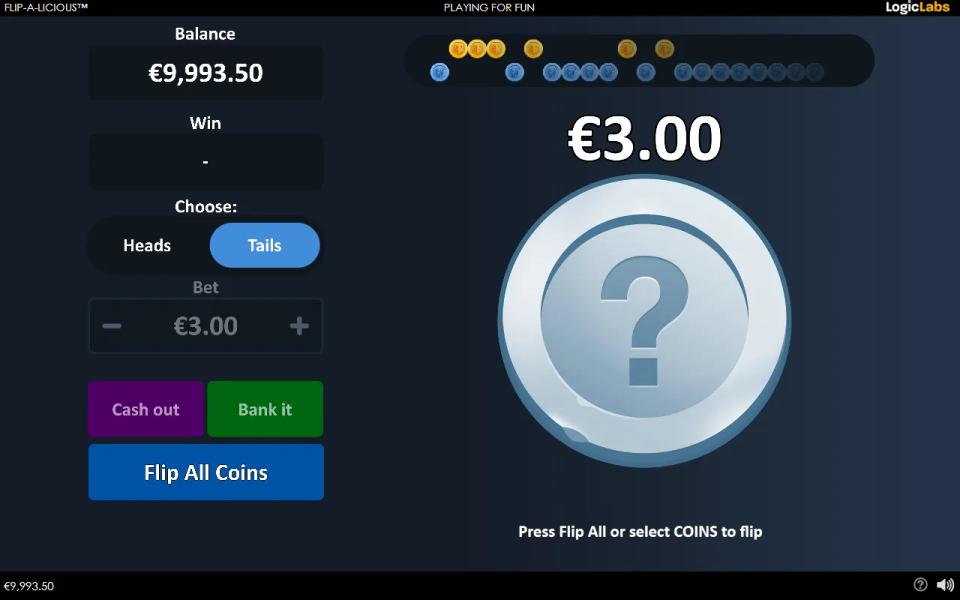 A single coin holding the entire stake before one even-chance flip