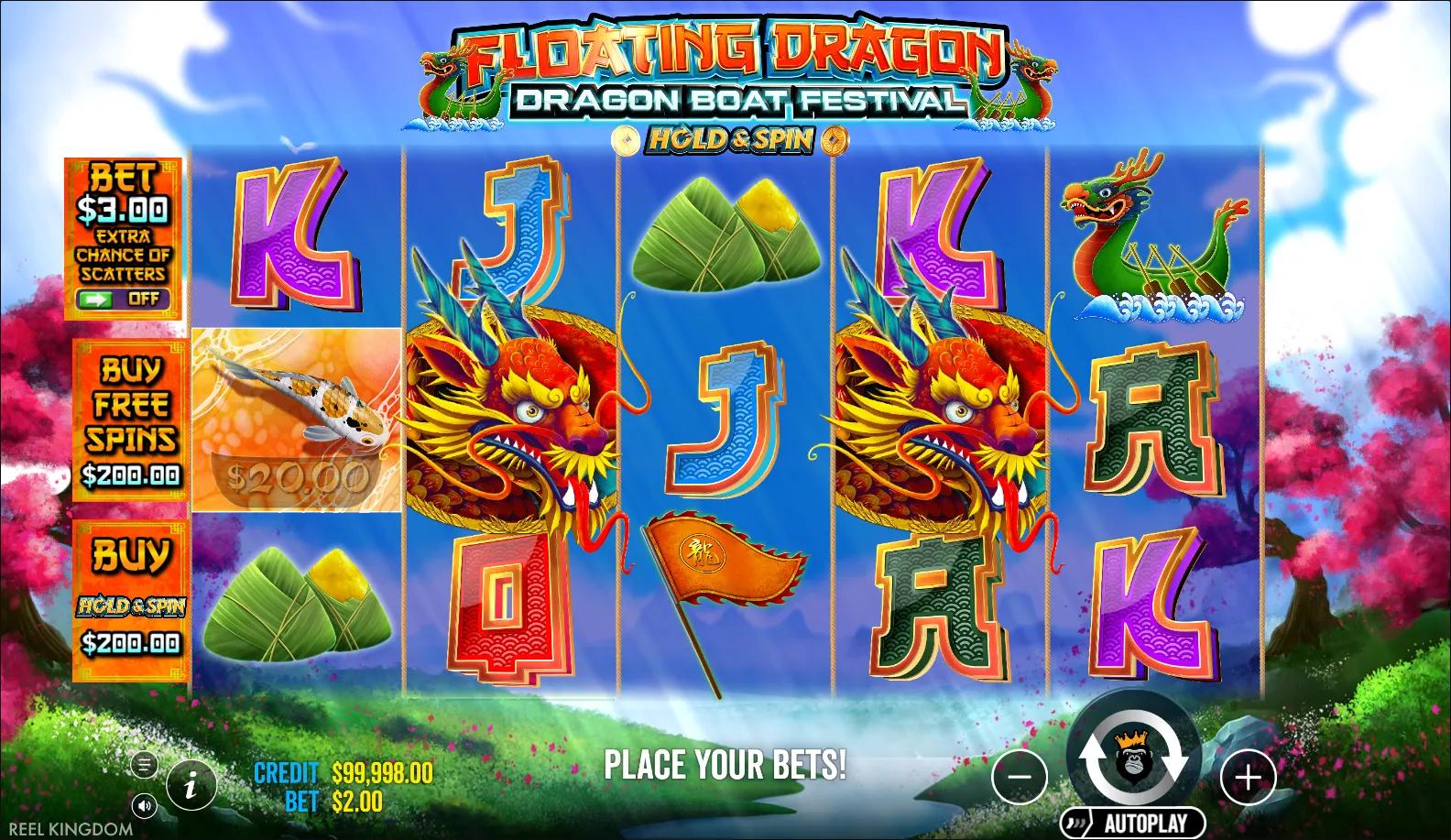 Floating Dragon - Dragon Boat Festival by Pragmatic Play with Ante Bet on Chinese-themed reels