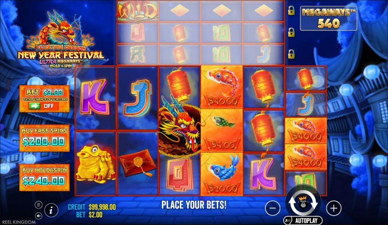 Floating Dragon New Year Festival Ultra Megaways Hold & Spin gameplay screenshot