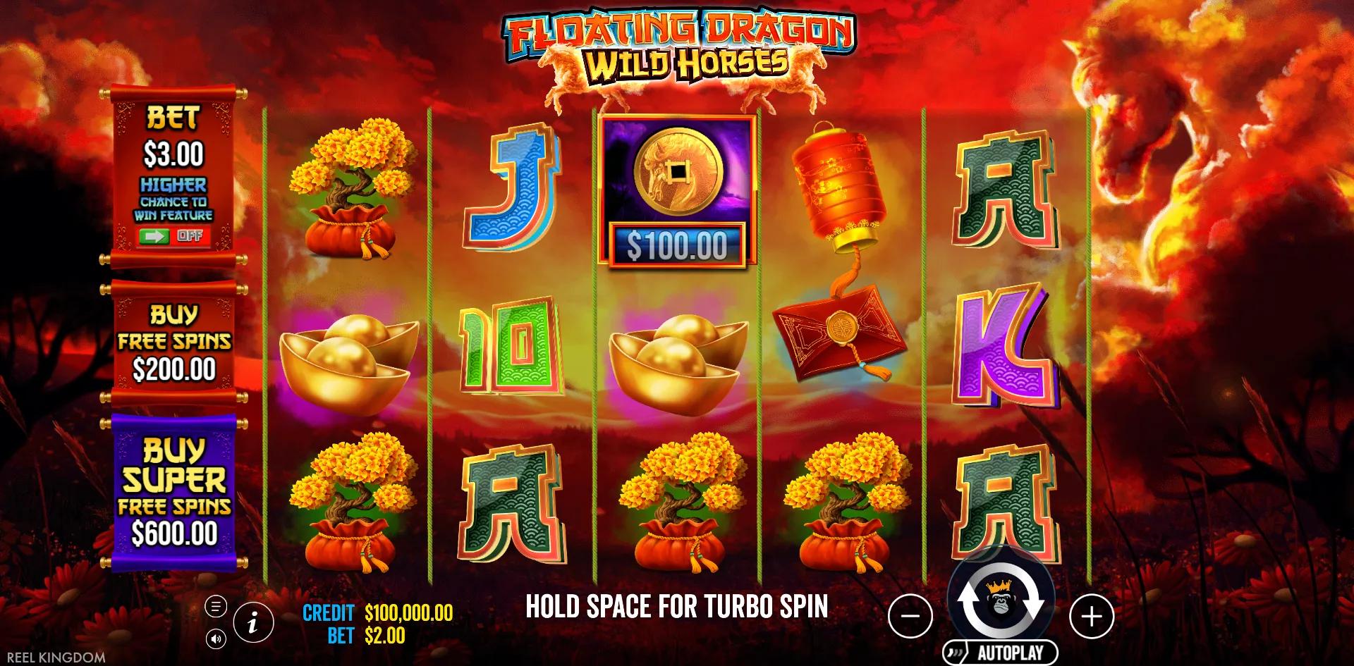 Floating Dragon Wild Horses slot gameplay screenshot
