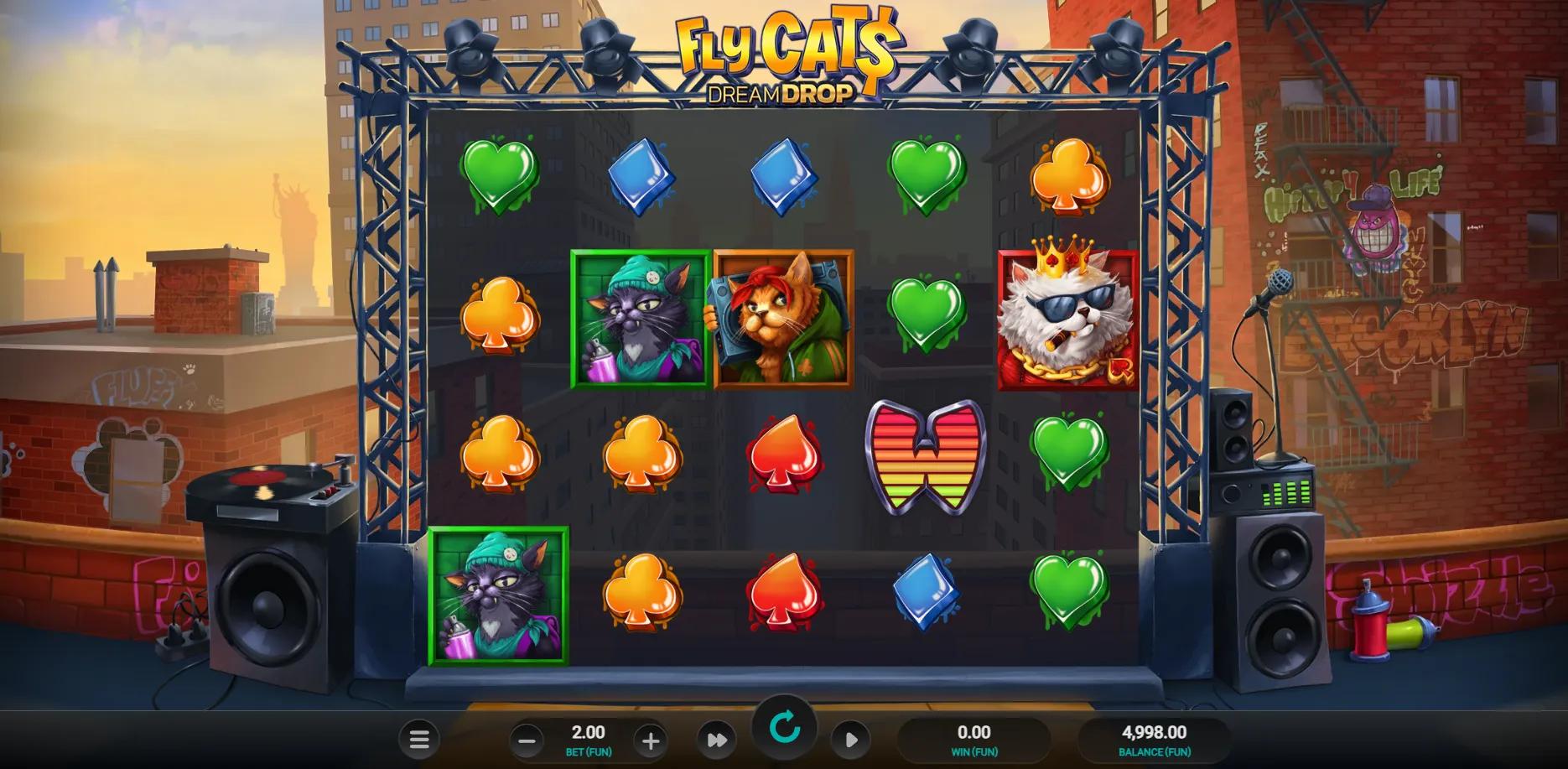 Fly Cat$ Dream Drop slot gameplay screenshot