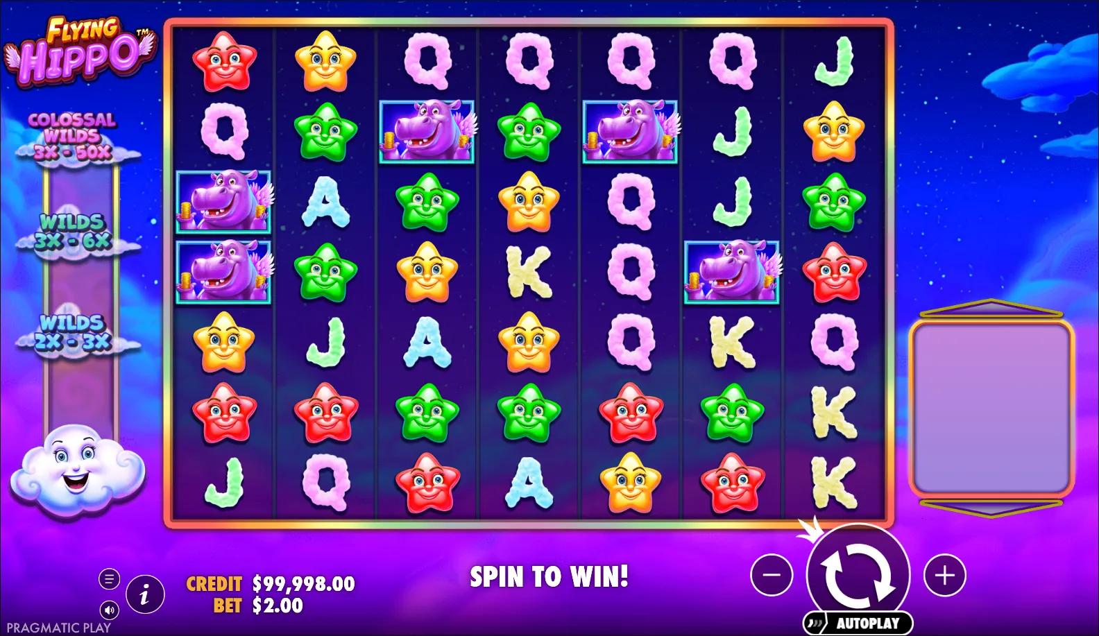 Flying Hippo slot gameplay screenshot