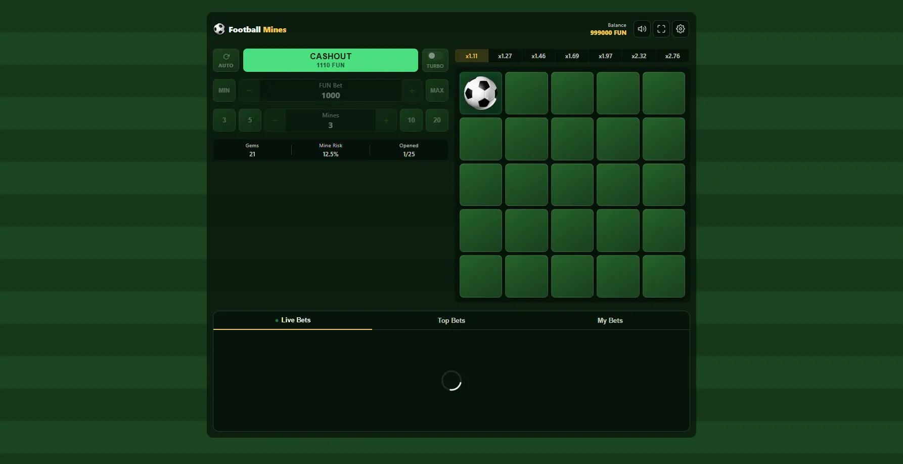Football Mines slot gameplay screenshot