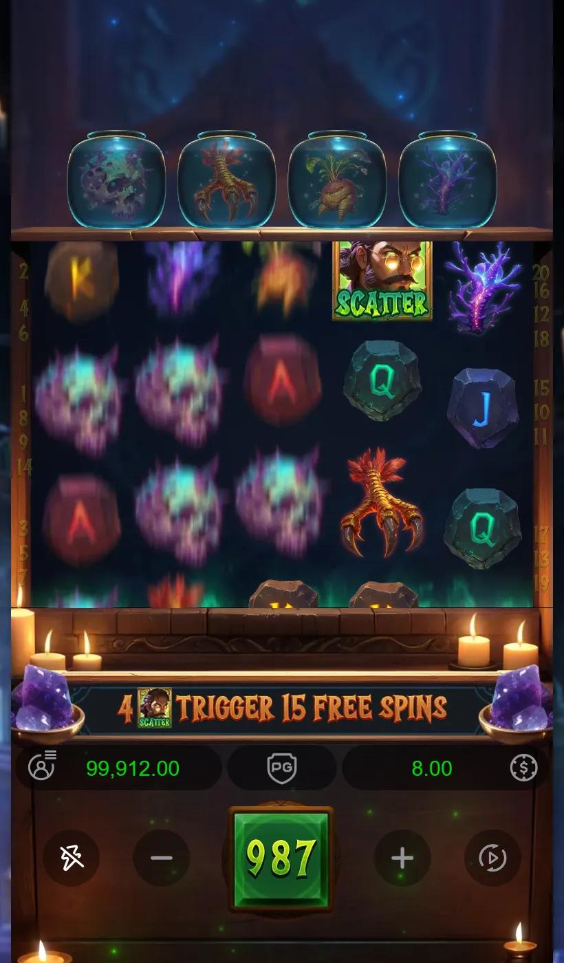 Forbidden Alchemy with two of the four jars holding symbols at once