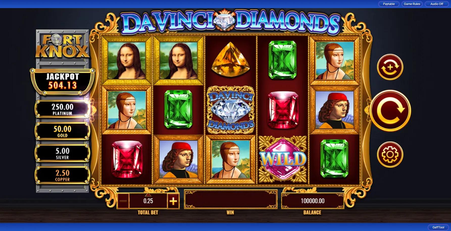 Fort Knox Da Vinci Diamonds slot gameplay screenshot