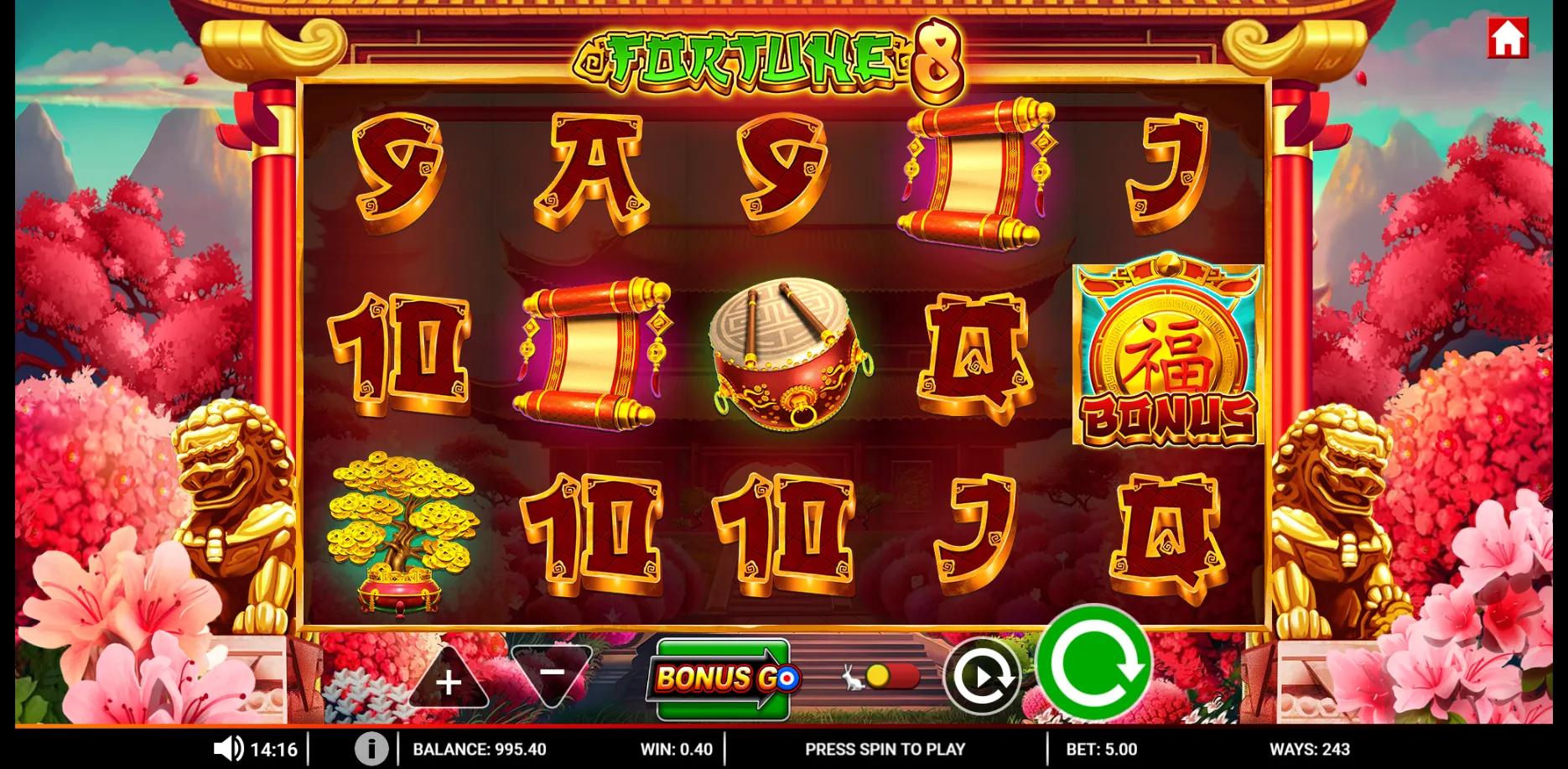 Fortune 8 slot gameplay screenshot