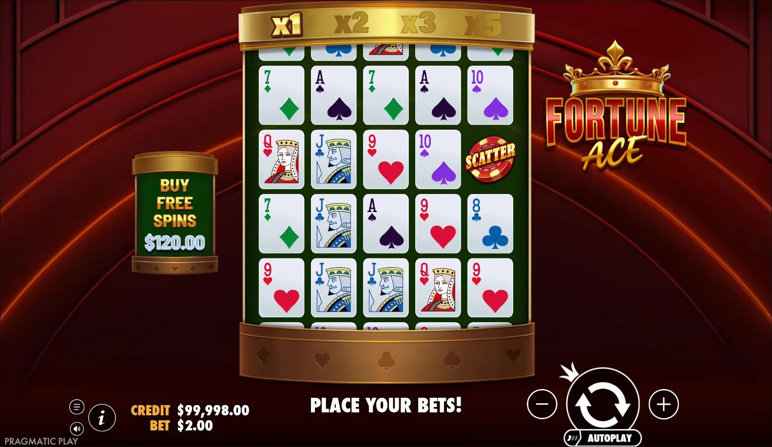 Cards slot Fortune Ace from Pragmatic Play during gameplay