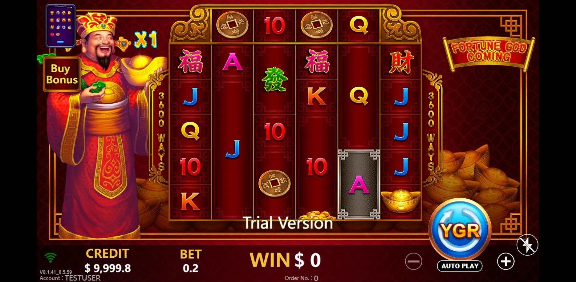 Fortune God Coming slot gameplay screenshot