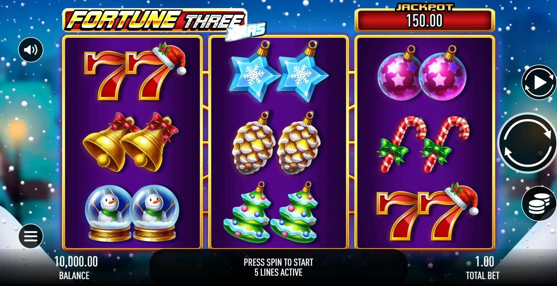 Fortune Three Xmas slot gameplay screenshot