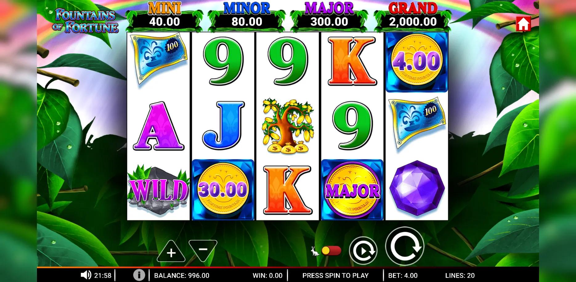 Fountains of Fortune slot gameplay screenshot