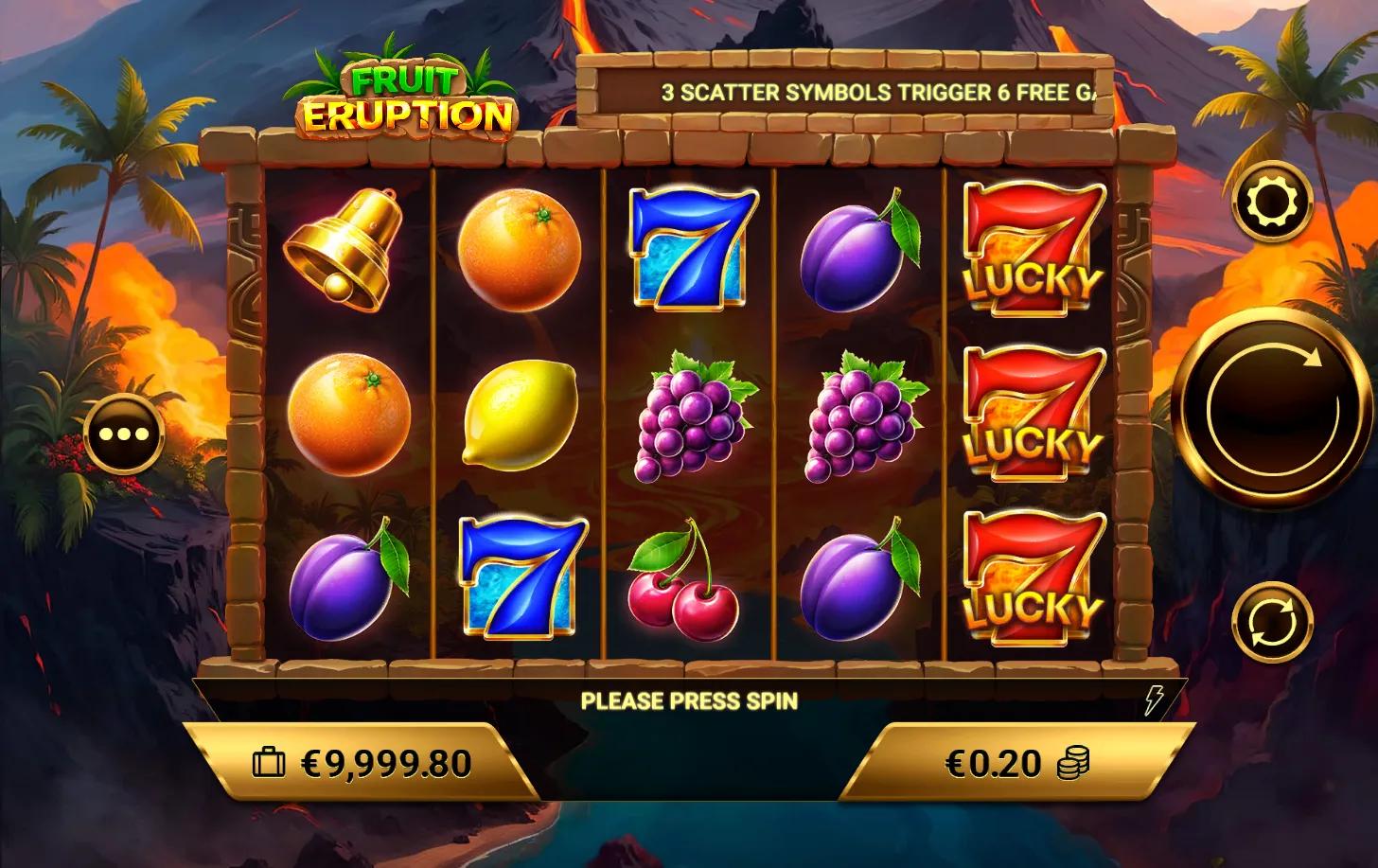 Fruit Eruption slot gameplay screenshot