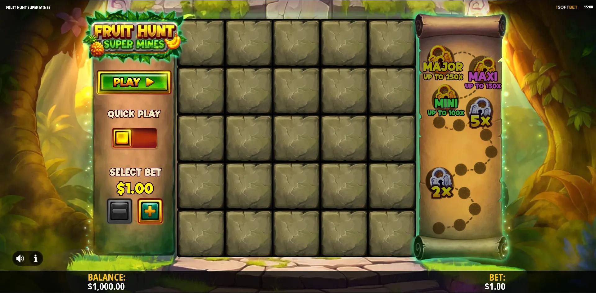 Fruit Hunt Super Mines slot gameplay screenshot