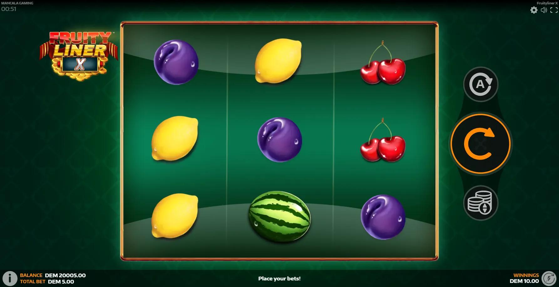 Fruityliner X slot gameplay screenshot