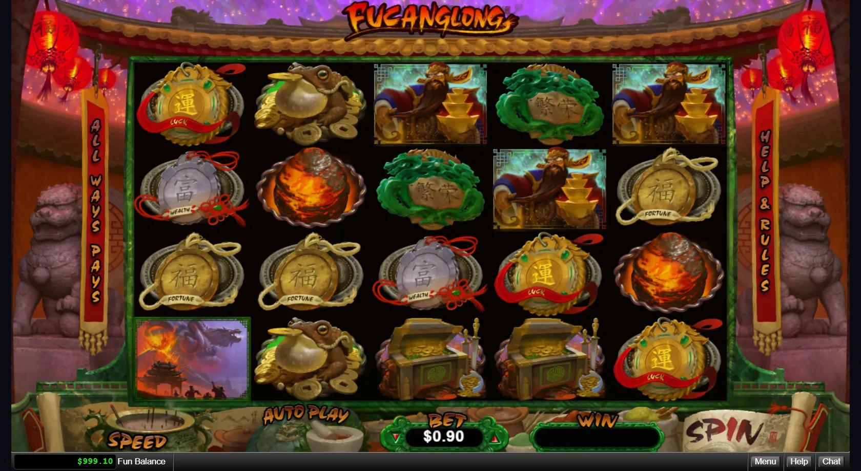 Fucanglong slot gameplay screenshot