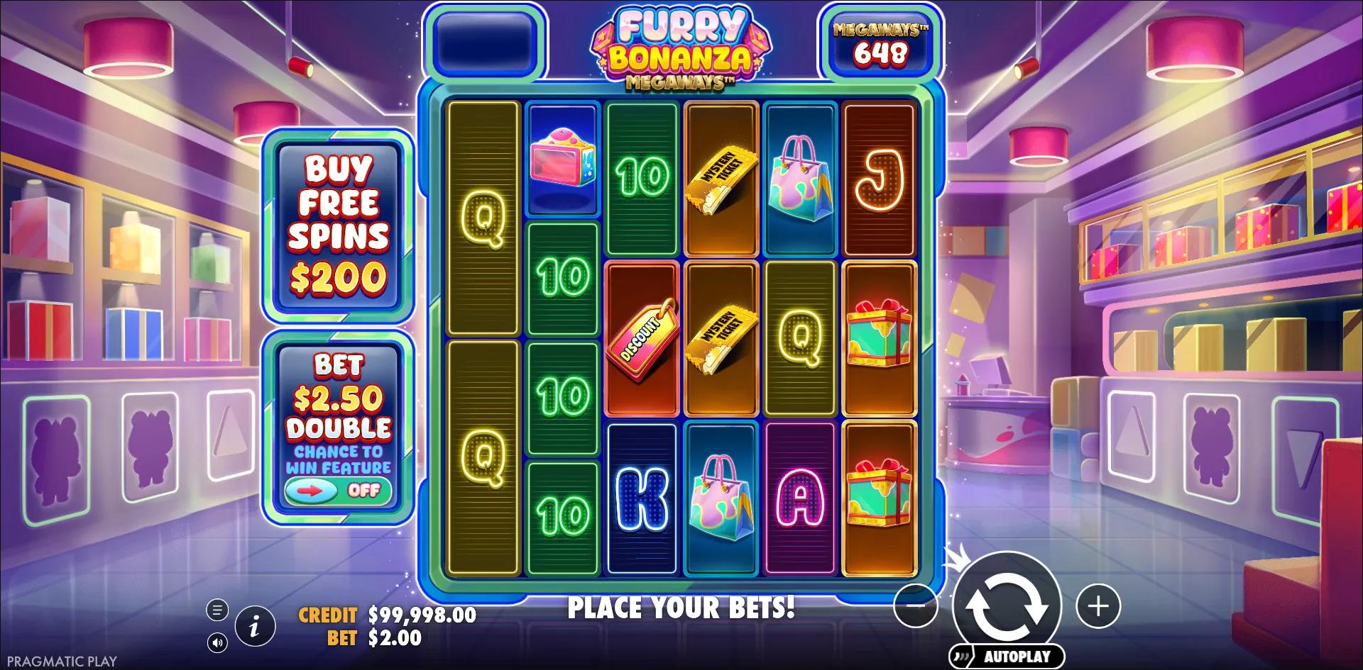 Furry Bonanza Megaways slot gameplay screenshot
