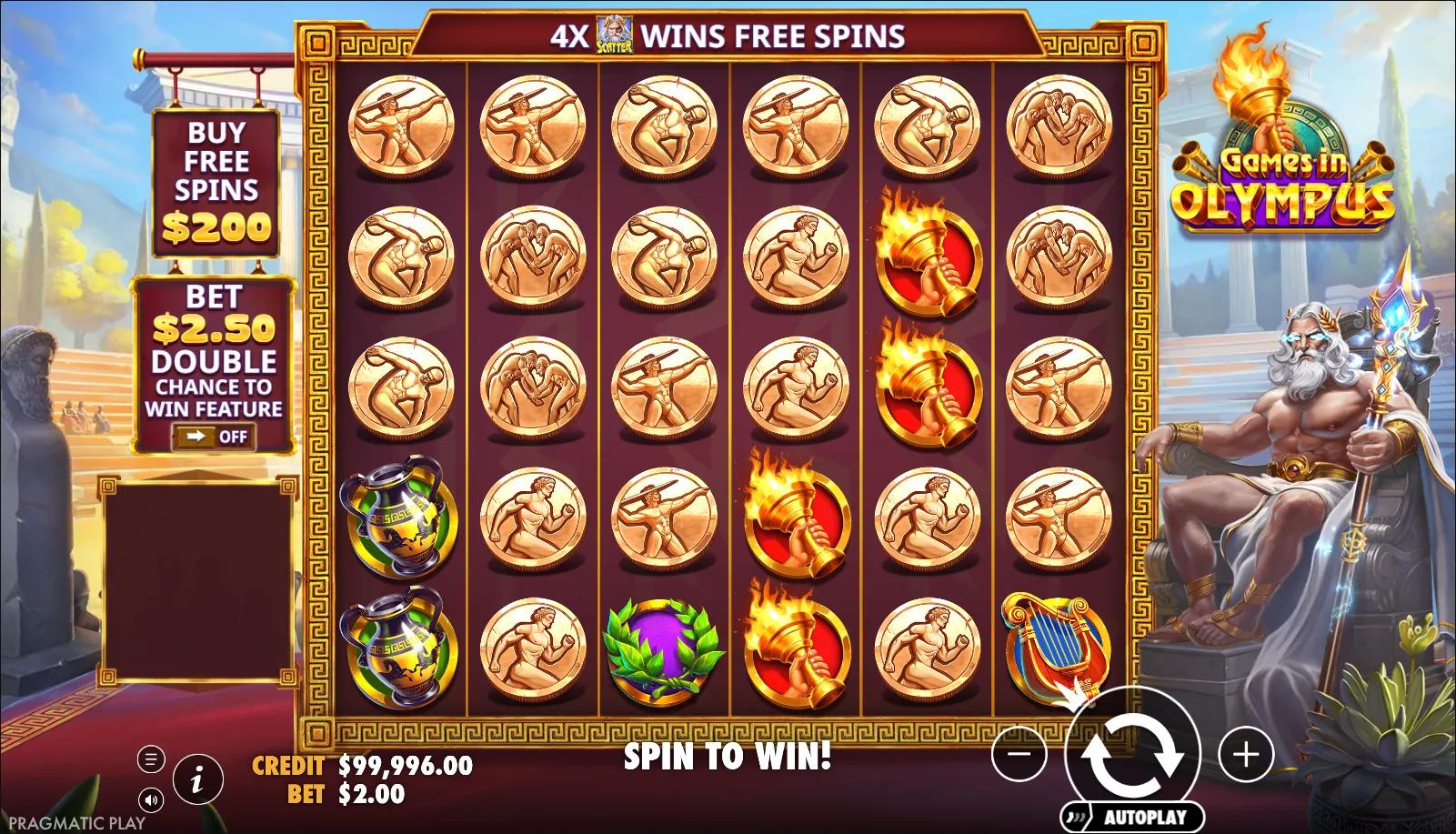 Games in Olympus by Pragmatic Play with Ante Bet on Greek-themed reels