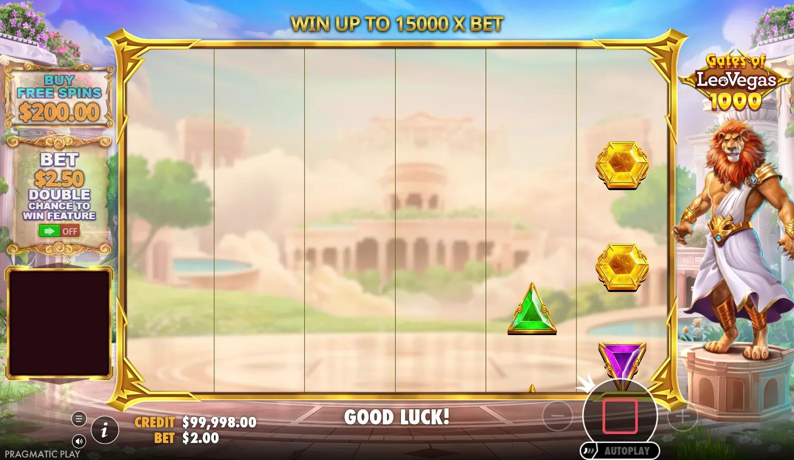 Gates of LeoVegas 1000 slot gameplay screenshot