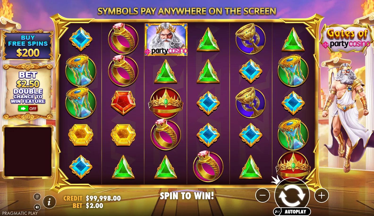 Gates of Party Casino slot gameplay screenshot