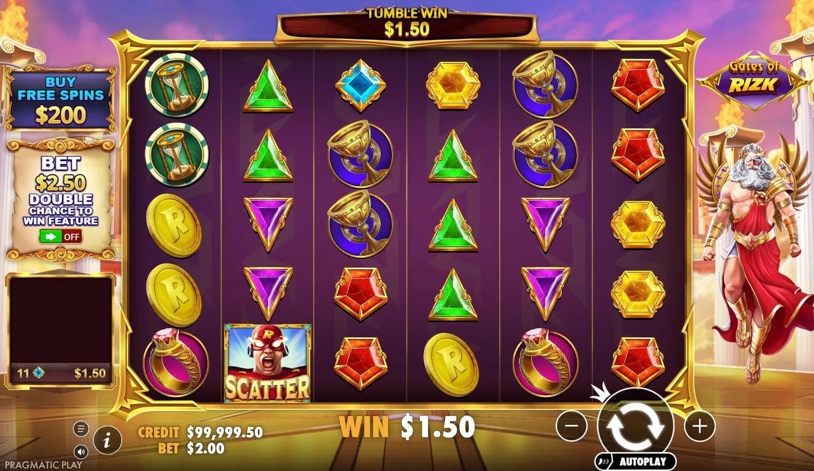 Gates of Rizk slot gameplay screenshot
