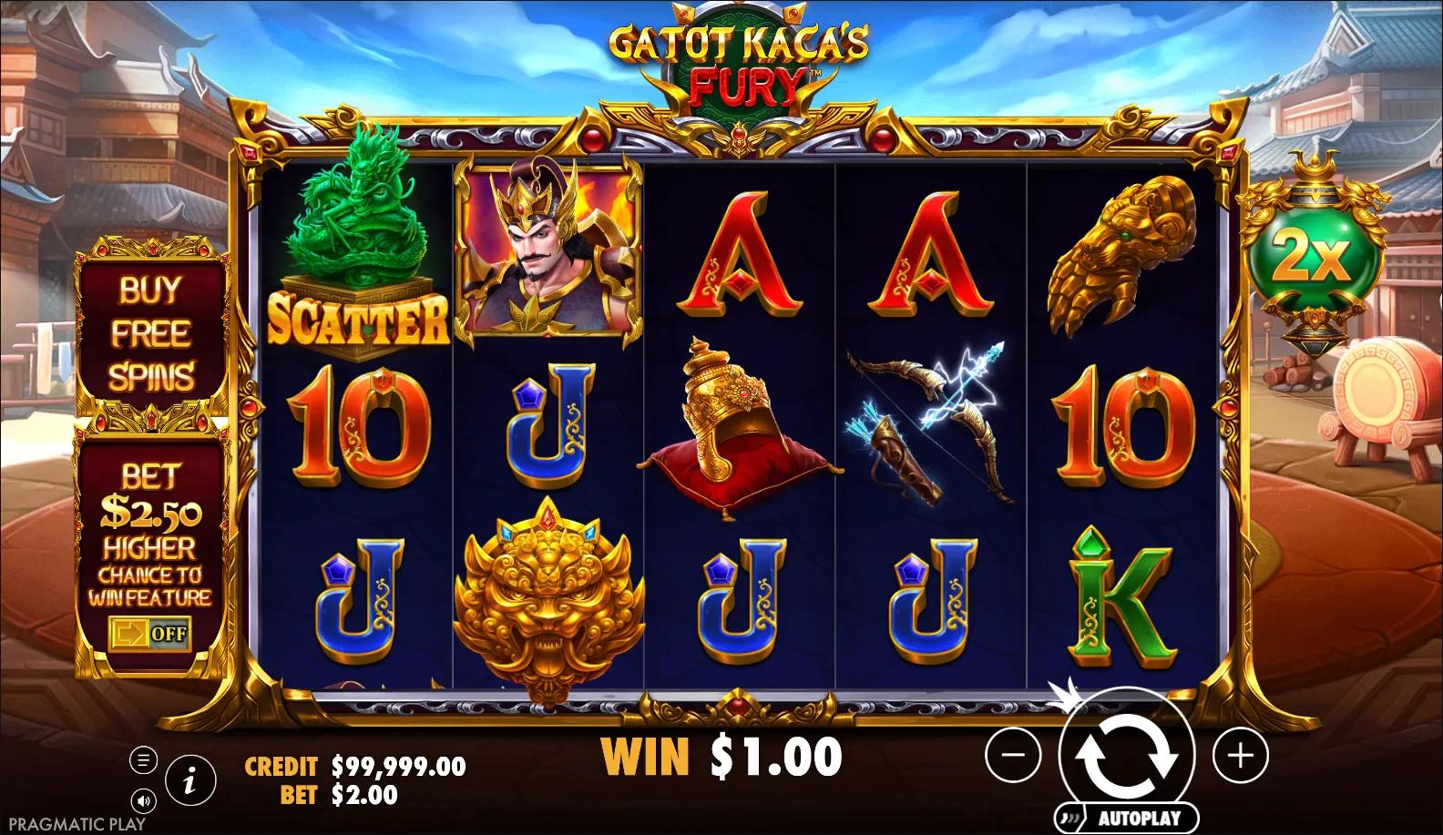 Asian slot Gatot Kaca's Fury from Pragmatic Play during gameplay