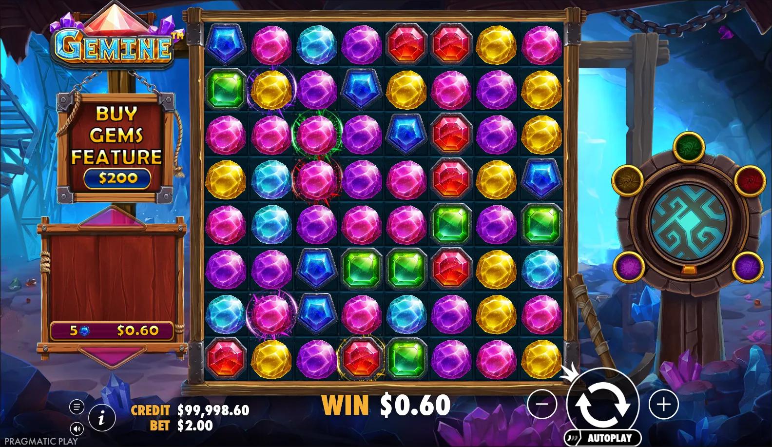 Gemine slot gameplay screenshot