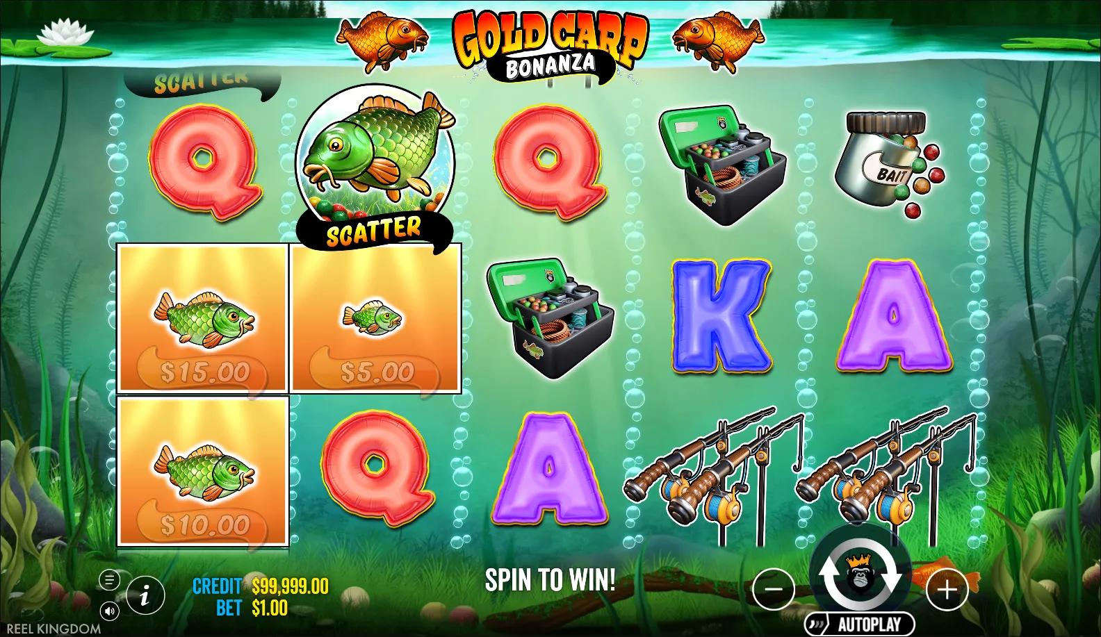 Gold Carp Bonanza by Pragmatic Play with Free Spins on Fishing-themed reels