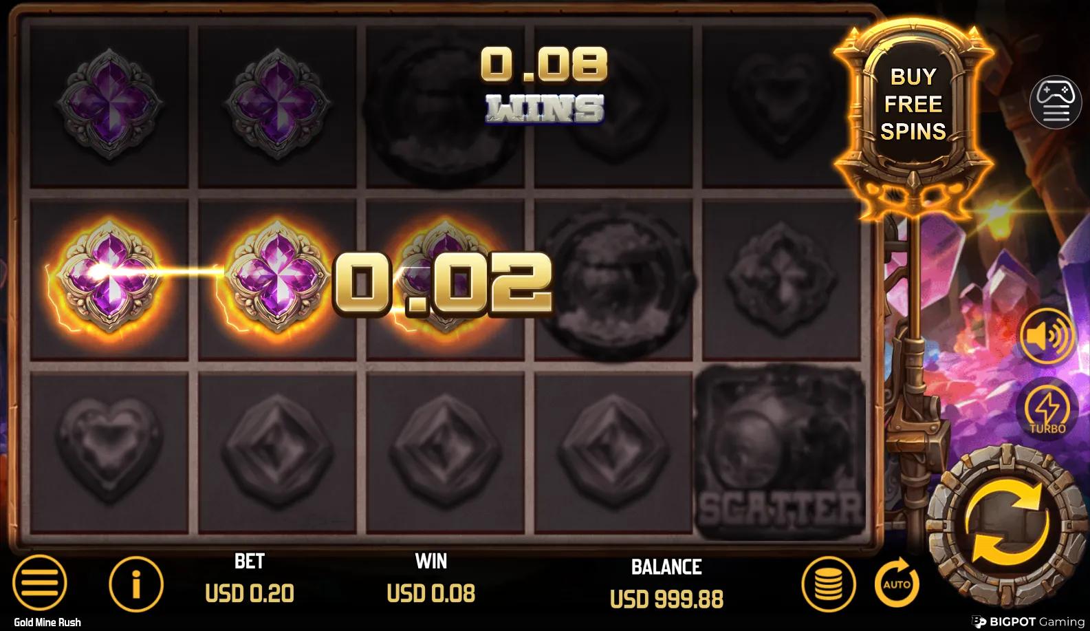 Gold Mine Rush slot gameplay screenshot