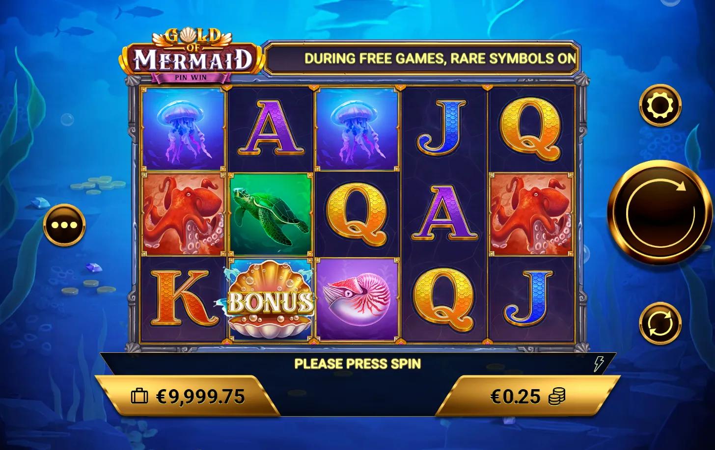 Gold of Mermaid slot gameplay screenshot
