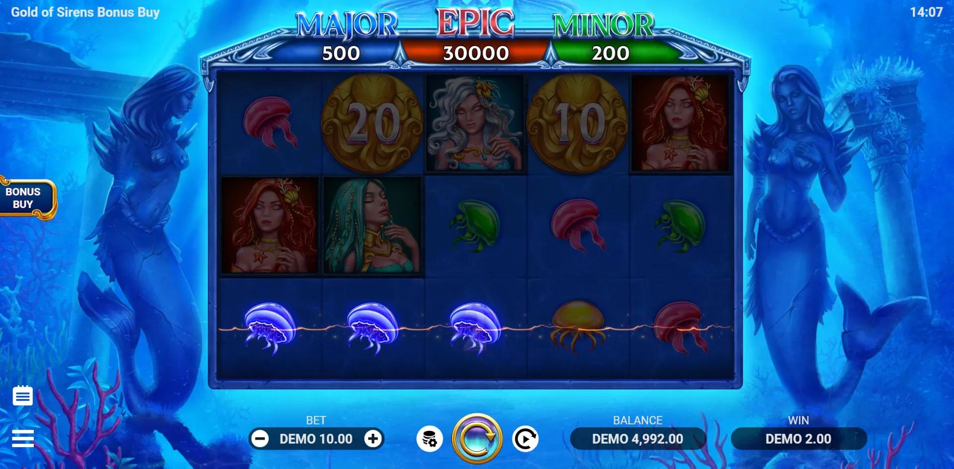 Gold of Sirens Bonus Buy slot gameplay screenshot
