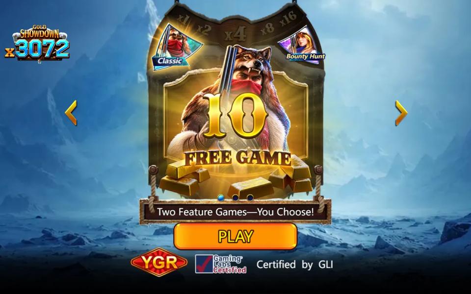 Loading screen with the wolf-hood bandit over gold bars and the Classic and Bounty Hunt feature badges