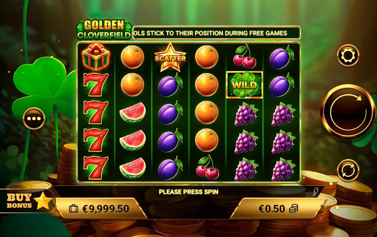 Golden Cloverfield slot gameplay screenshot
