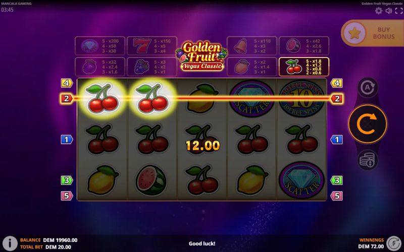 Golden Fruit Vegas Classic gameplay screenshot
