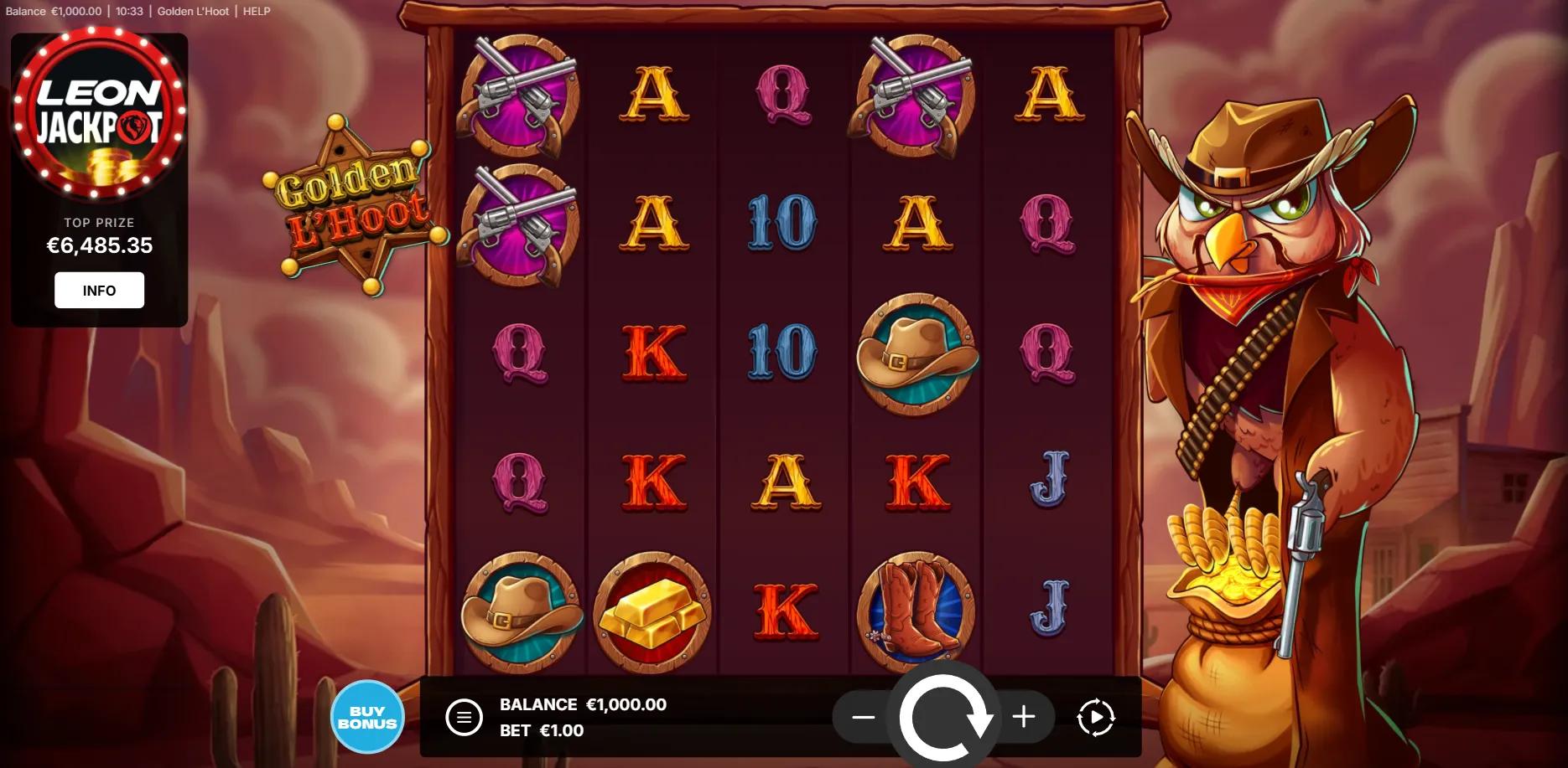 Golden L'Hoot slot gameplay screenshot