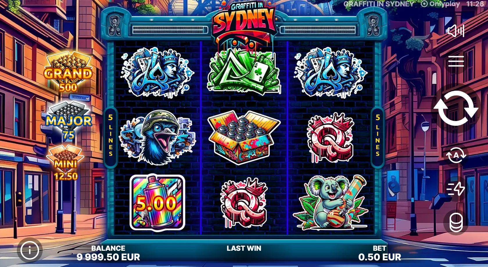 Graffiti in Sydney slot gameplay screenshot