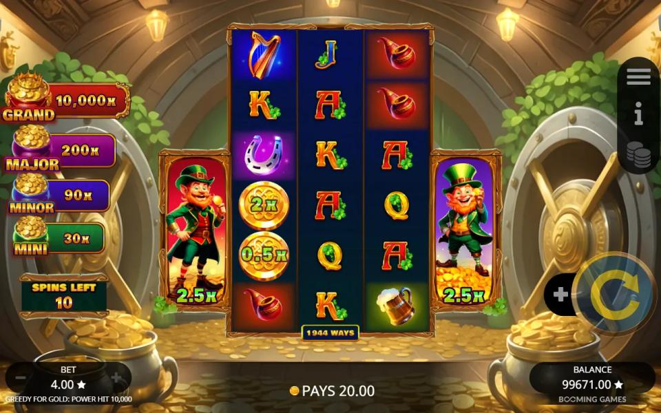 Free spin with collector leprechauns on both reel one and reel five and coins between them