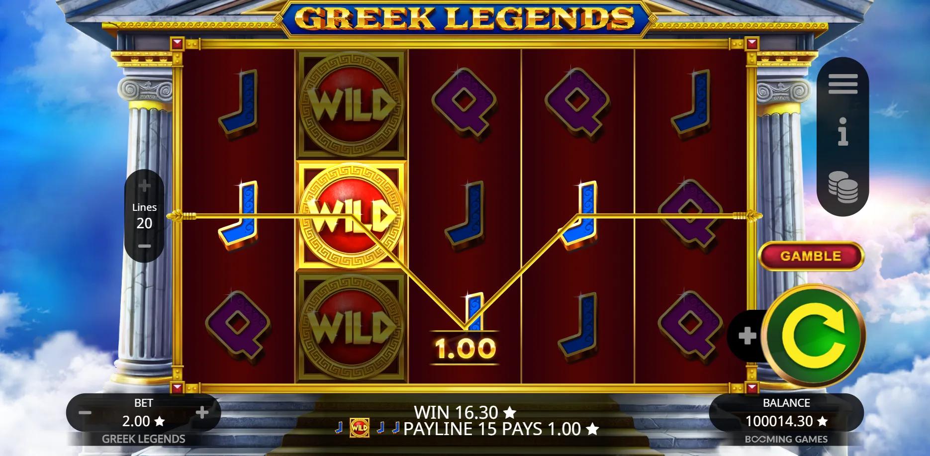 Greek Legends slot gameplay screenshot