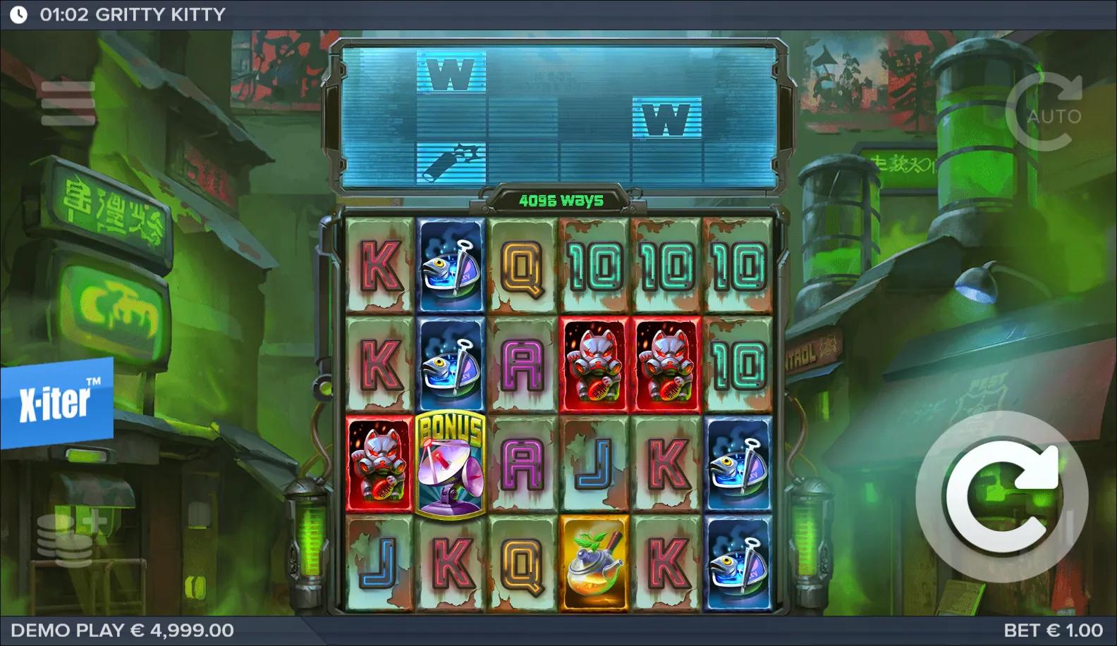 Animals slot Gritty Kitty of Nitropolis from ELK Studios during gameplay