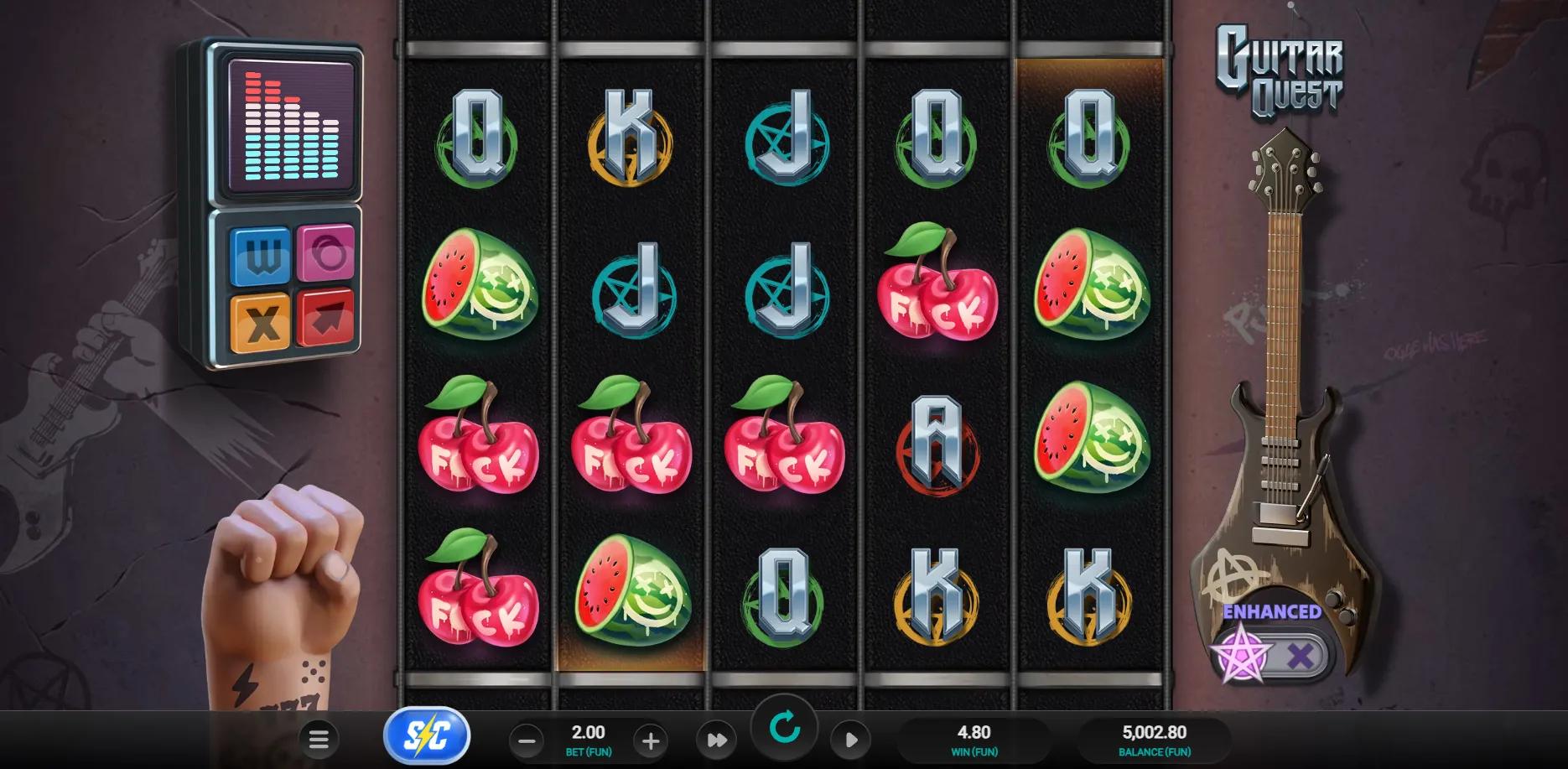 Guitar Quest slot gameplay screenshot