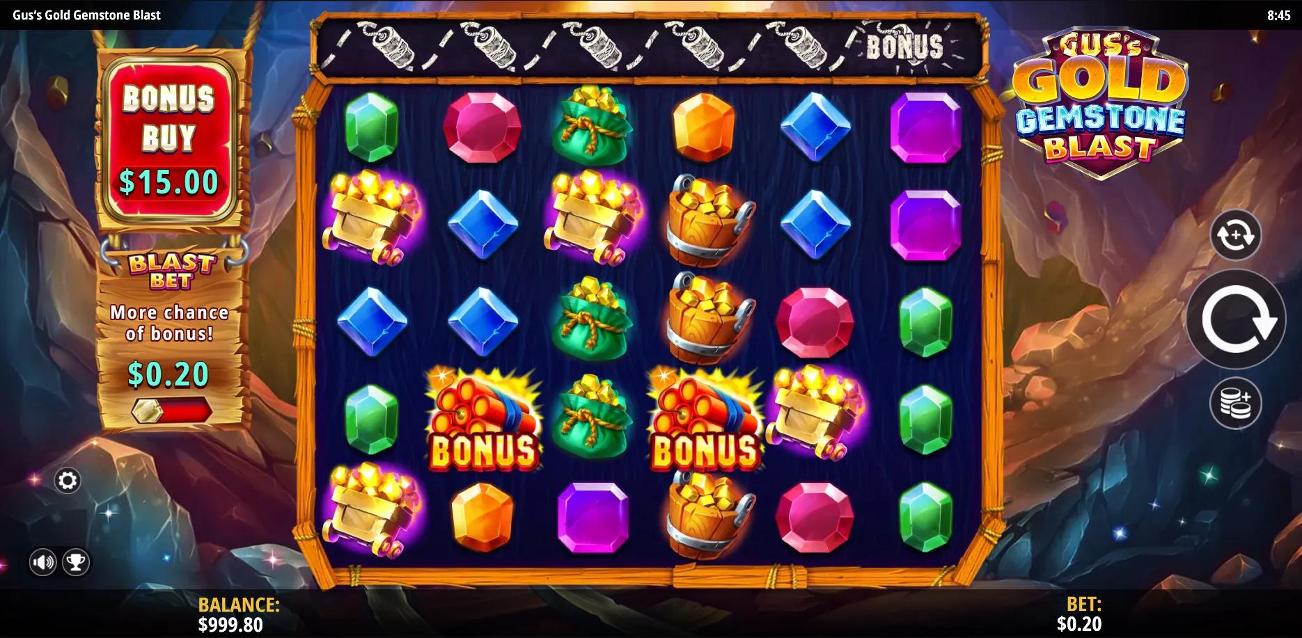 Gus's Gold: Gemstone Blast slot gameplay screenshot