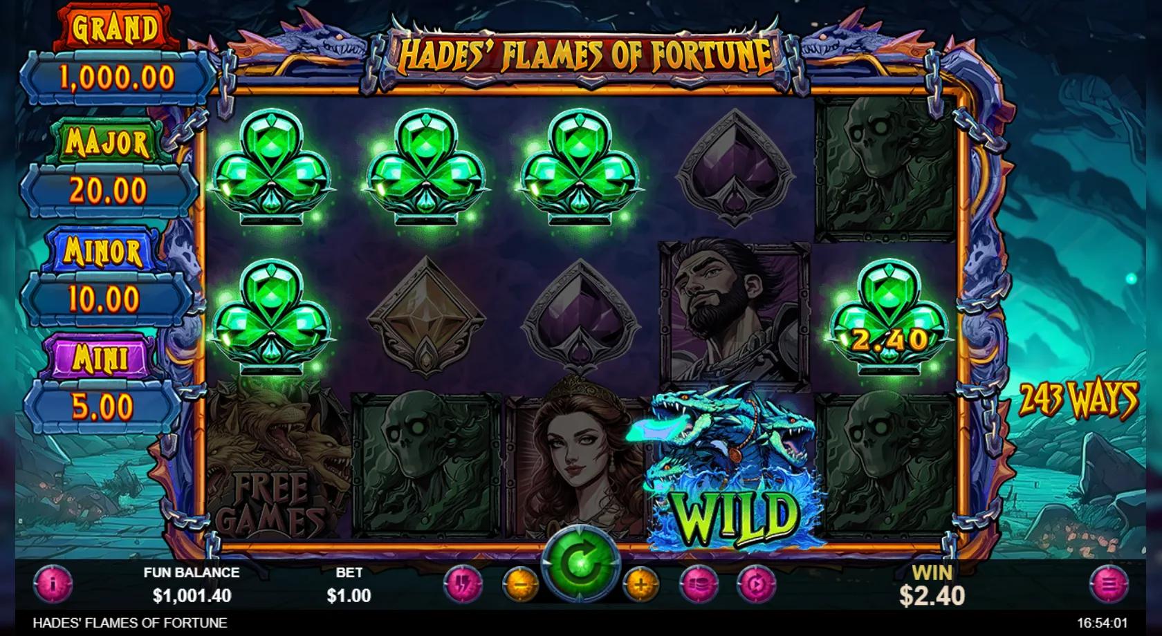 Hades' Flames of Fortune slot gameplay screenshot
