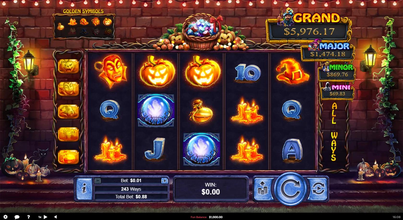 Halloween Treasures slot gameplay screenshot