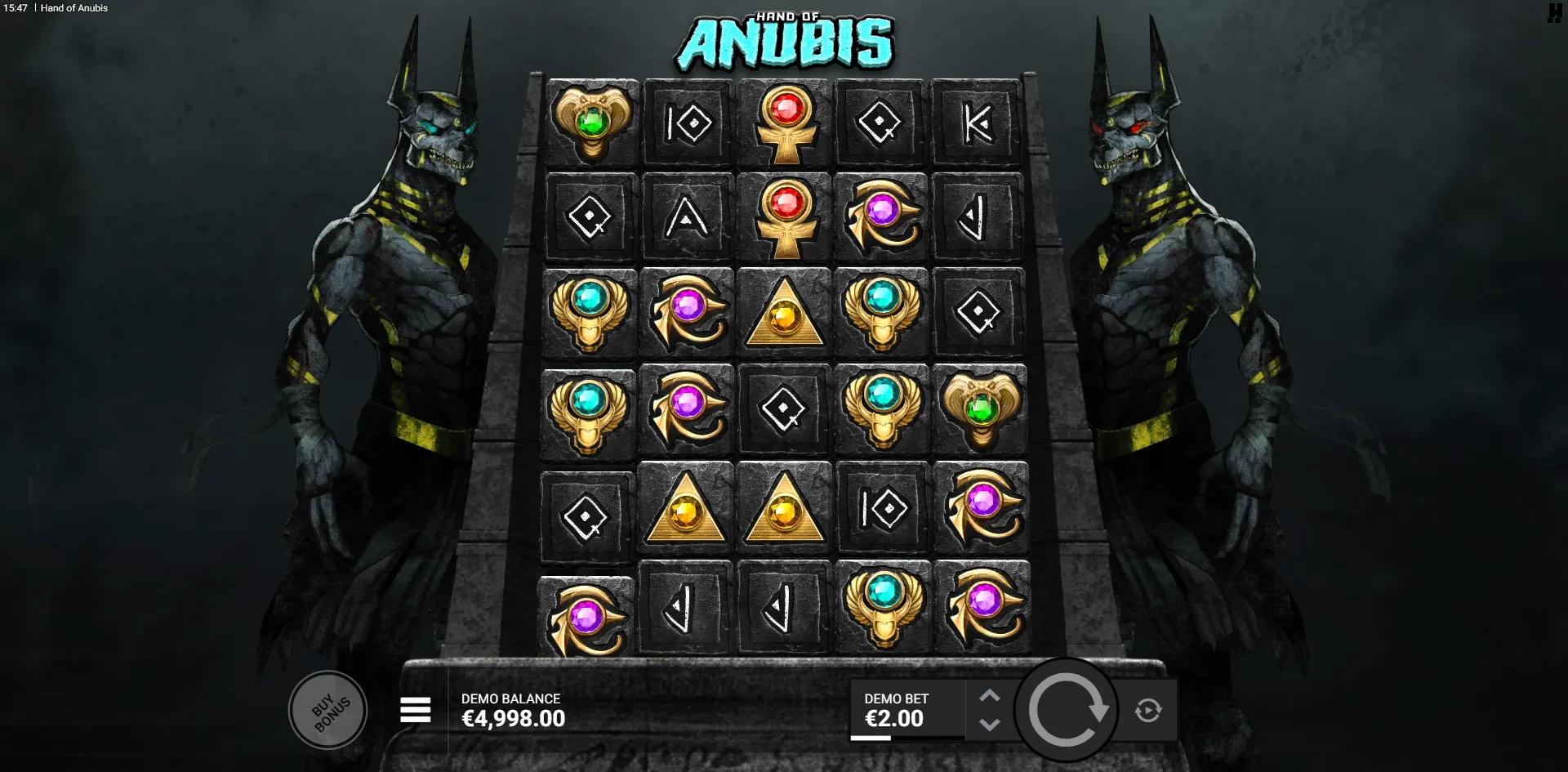 Hand of Anubis slot gameplay screenshot