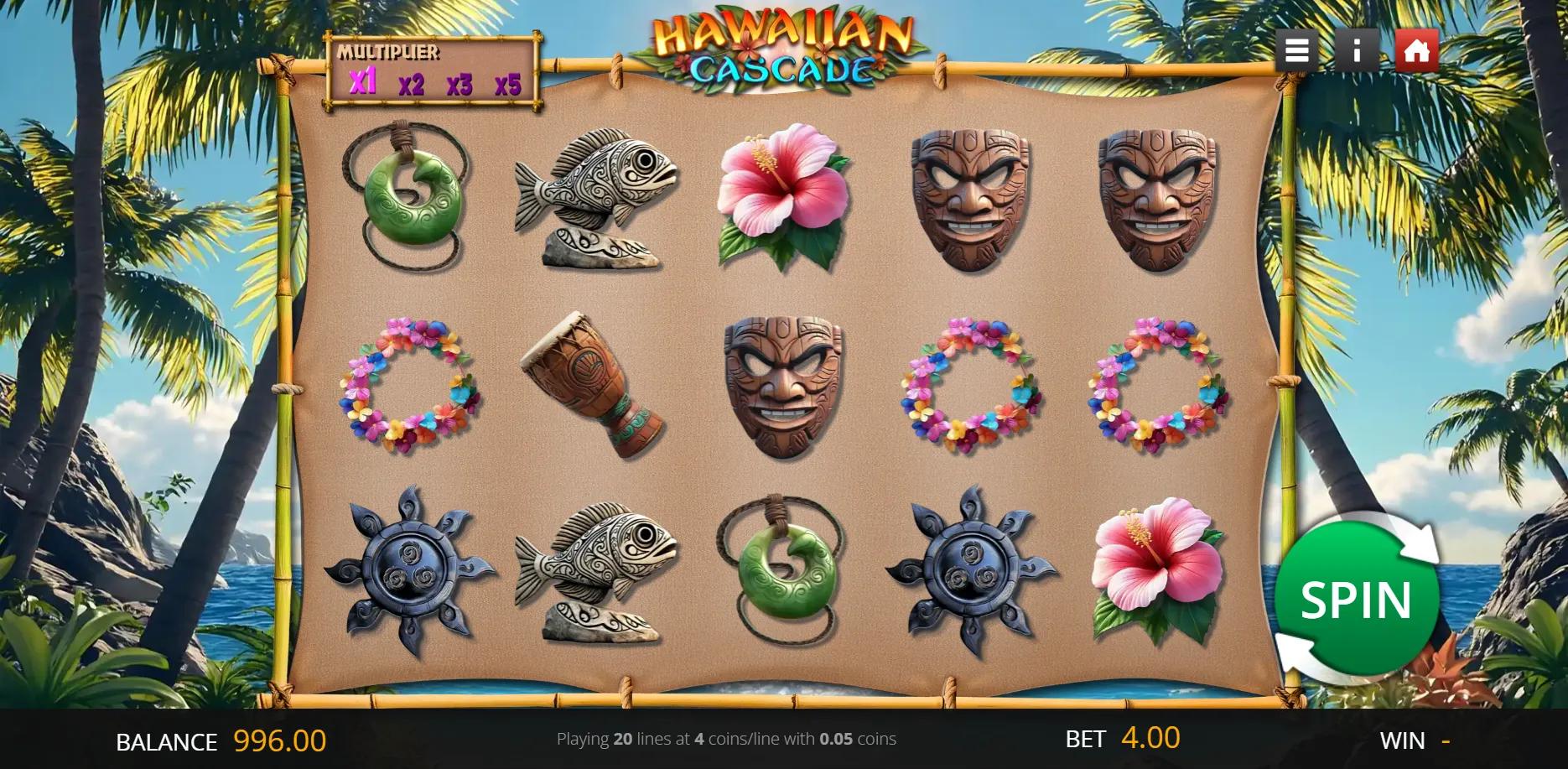 Hawaiian Cascade slot gameplay screenshot